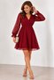 Women's Chiffon Double Breasted Curve Flounces Stretchy Tulle Long Sleeve Stylish Plus Size Dress - 4