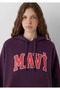 Logo Printed Hooded Purple Sweatshirt - 4