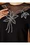 Black Floral-Beaded Tulle Evening Gown - 8