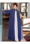 Navy Beaded Open Abaya - 5