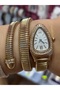 Gold Snake Model Spiral Cord Stone-Studded Wristwatch & Bracelet Design Elegance Watch - 2