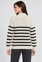 High neck half zippered striped thessaloniki knitwear sweater - cream - 2