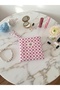 Pink Checkered Patterned Square Small Makeup Bag and Organizer Bag Collector Duck Linen Zippered Washable