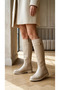 Women's Frida Minimal Flat Sole Buckle Boots - Nude Leather - 5