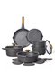 24-Piece Nonstick Cookware Set with Detachable Handle, Black