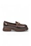 Women's Loafer Shoes Brown Leather Buckle Thick Sole Stylish Women's Classic Casual Shoes 572508