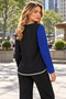 Women's Long Sleeve V-Neck Stone Sequin Embroidered Asymmetrical Cut Imported Crepe Casual Stylish Blouse - 4