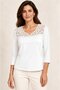 Women's V-Neck Long Sleeve Sporty Stylish Guipure Detailed Design Viscose Cotton Blouse - 2