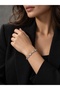 Women's Silver Color Waterway Bracelet with White Stones and Leaf Branch Pattern Bridal Evening Dress - 4