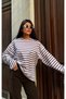 Women's crew neck striped sweatshirt - 3