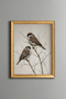 Two Sparrows on a Branch - Vintage Patterned Painting - Fine Model