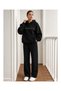 Unisex Black Printed Combed Cotton Tracksuit Set