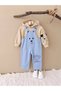 Boy's Denim Salopet Set with Hooded Sweatshirt and Dog Print - 3