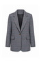 Gray Houndstooth Lined Suede Blazer Jacket with Elbow Detail - 7
