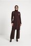 Trendy Floral Detailed Crew Neck Cold Yarn Wide Fit Knitted Detailed Knitwear Tunic
