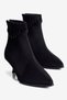 Women's Suede Boots Pointed Toe Thin Heeled Back Zipper Enora Black