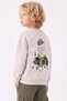 Boy's Hat Printed Sweatshirt with Horse Figure on the Back and Cargo Pockets Green Tracksuit Set - 3