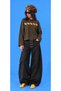 Wild Horses Yellow Horse Printed Green Brown Striped Oversize Long Sleeve T-Shirt