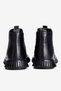 Women's Genuine Leather Boots with Elastic Metal Detail, Thick Sole, Trigon Black - 6
