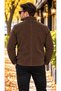 Men's Brown Corduroy Coat – Stand Collar, Zipper Closure, and Hidden Snap Buttons - 4