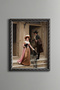 Victorian Couple on the Stairs - Vintage Patterned Painting - Fine Model