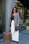 Gray Houndstooth Lined Suede Blazer Jacket with Elbow Detail - 4