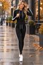 Sporty Stripe - Women's Stripe Detailed Hooded Sweatshirt and Leggings Set