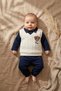 Baby Boy Navy Blue Ecru Teddy Bear Embroidered 2-Piece Set |   100% Cotton, Polo Collar, Stylish and Comfortable Baby Clothes