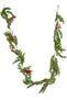 Christmas Ornament Artificial Ivy Pine Branch with Flowers 160 Cm.