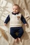Baby Boy Navy Blue Ecru Teddy Bear Embroidered 2-Piece Set |   100% Cotton, Polo Collar, Stylish and Comfortable Baby Clothes - 3