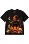 Black Cat with Witch Hat – Pumpkin and Halloween T-Shirt