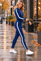 Sporty Stripe - Women's Stripe Detailed Hooded Sweatshirt and Leggings Set - 4