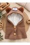 100% Acrylic Light Brown 1-4 Years Old Kitti Brand Balaklava with Fleece Lining Inside - 2