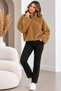 Women's Plush Fleece Sweatshirt with Half Zipper, High Collar, Cropped Winter Model