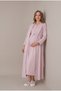 Women's Pudra Shawl Collar Lace Long Sleeve Maternity Nightgown Set with Easy Breastfeeding Feature - 2