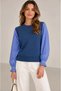 Women's Long Sleeve Crew Neck Knitwear Sweater with Shirt Inside Sporty Stylish Shirt Sweater - 3