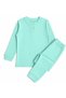 Girl's 100% Cotton Turquoise Color Twill Fabric Collared Buttoned Long Sleeve Winter Basic Pajama Set - 3