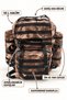 Tactical Backpack 50 L Brown Camouflage Multi-Compartment Camping Travel