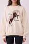 Women's Sweatshirt Swt02836 Beige - 2