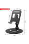 Adjustable Tablet & Phone Desk Stand, 360° Rotating Base,Universal Phone Holder for Desk, Mobile Stand Compatible with iPhone, Android, iPad, Tablets( Black) - 5