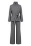 Polyviscon Belted Jacket Suit-Grey Grey