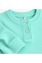Girl's 100% Cotton Turquoise Color Twill Fabric Collared Buttoned Long Sleeve Winter Basic Pajama Set - 5