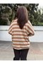 Italian Wool Angora Striped Knitwear Milk Coffee Color - 4