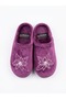 Embroidered Patterned Plush Lined Indoor House Slippers Soft Non-Slip Sole - 5