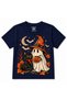 Boo & Brew – Ghost and Black Cat Halloween Printed Cotton Kids T-Shirt