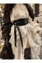 Women's Goat Natural Fur Textured Obi Tie Leather Belt - Wide Casual Girdle Belt - Standard Size