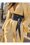 Women's Navy Blue Lykke Crocodile Patterned Design Obi Belt - Casual Belt - Standard Size