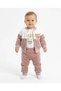 3-Piece Teddy Bear Embroidered Baby Boy Set Velvet 100% Cotton Printed Bodysuit 0-3 Months 3-6 Months 6-9 9-12 Months Newborn Baby Set Jacket+Pants+Bodysuit 100% Cotton Winter Baby 3-Piece Set - 2