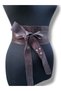 Women's Purple Snake Pattern Textured Obi Tie Leather Belt - Wide Casual Girdle Belt - Standard Size - 7