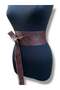 Women's Artisan Patterned Brown Leather Belt with Obi Tie - Asymmetrical Casual Belt - Standard - 4
